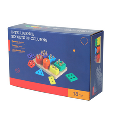 Intelligence Six Sets of Columns – Wooden Shape Sorting & Stacking Toy (18+ Months)