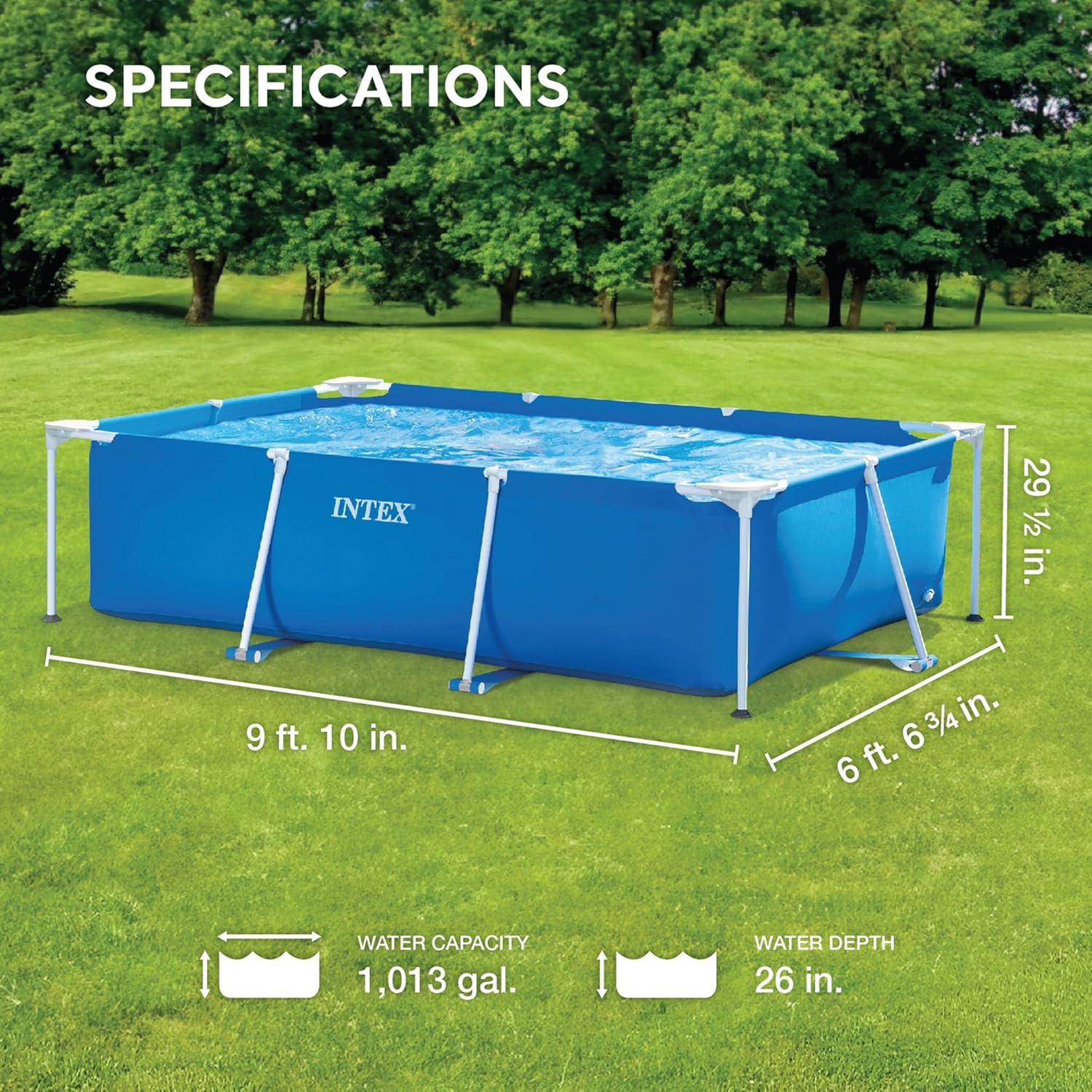 Intex Metal Frame Pool Rectangular 3 Mt x 2 Mt 28272 – Spacious, Durable & Family-Friendly Pool