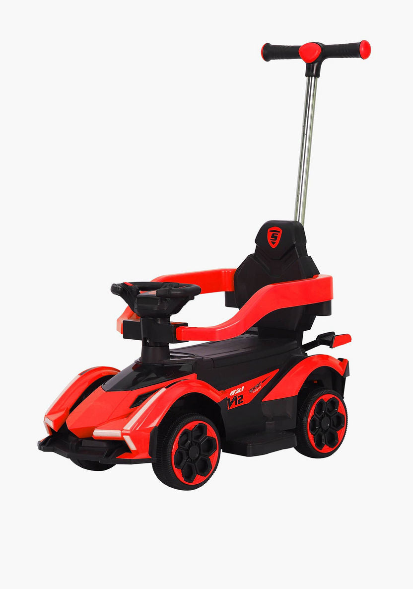 Printed Sports Car Ride-On – With Lights, Music & Push Bar (Ages 3–8)