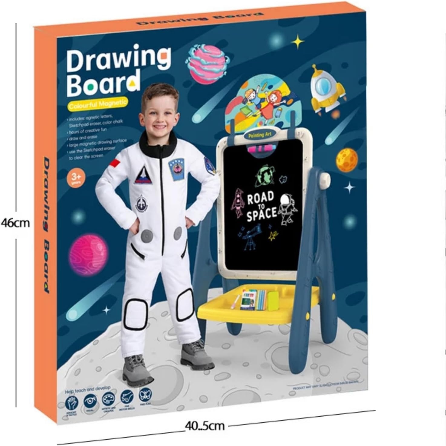 RONG RUN Colourful Magnetic Drawing Board – Space Theme (3+ Years)