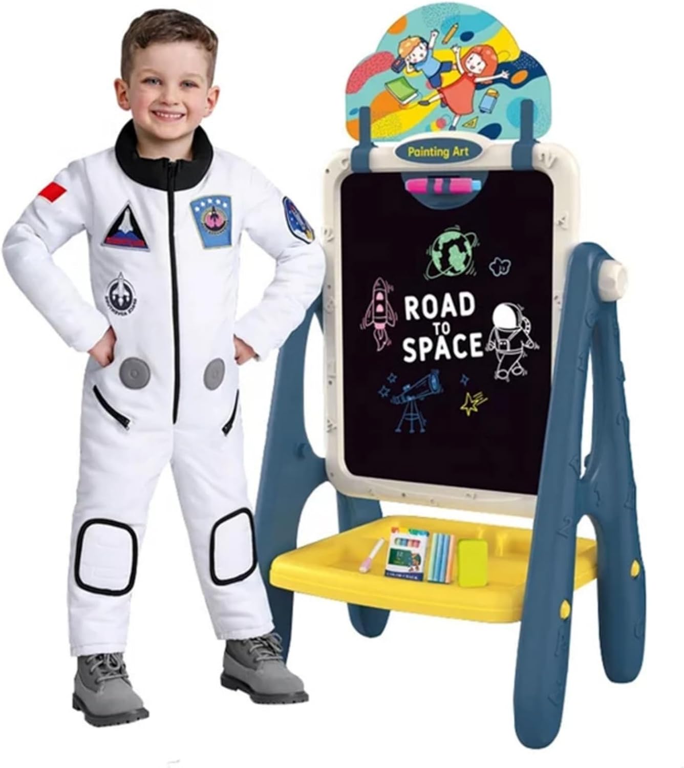 RONG RUN Colourful Magnetic Drawing Board – Space Theme (3+ Years)