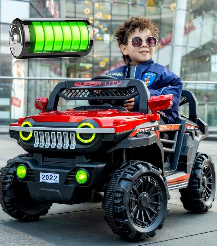 TSMTOY Battery Operated Red Ride on Jeep  for Kids