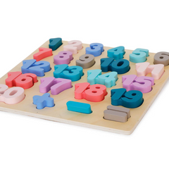 Wooden Number Puzzle Board – Montessori Learning Numbers & Math Symbols (20pcs)